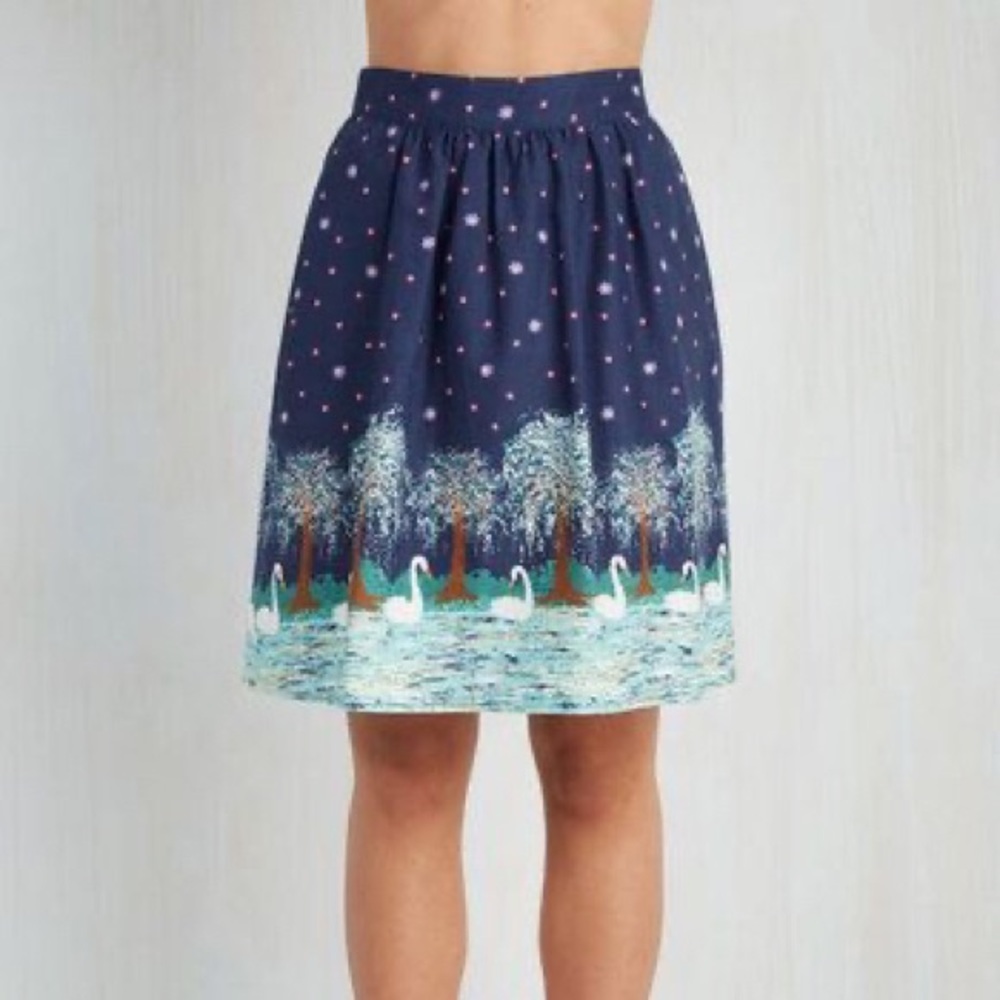 Modcloth Large Skirt Michael Miller Swan